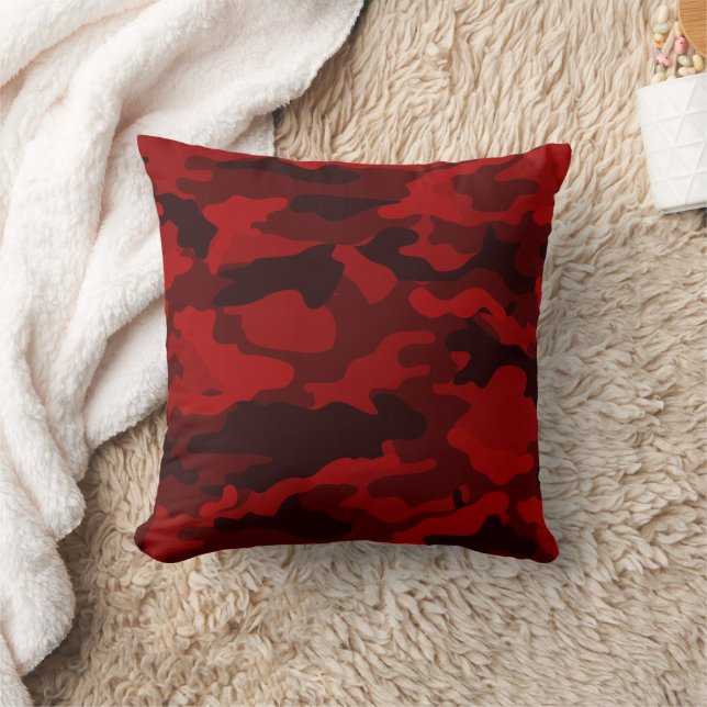 Dark Red Camouflage Kissen (Decke)
