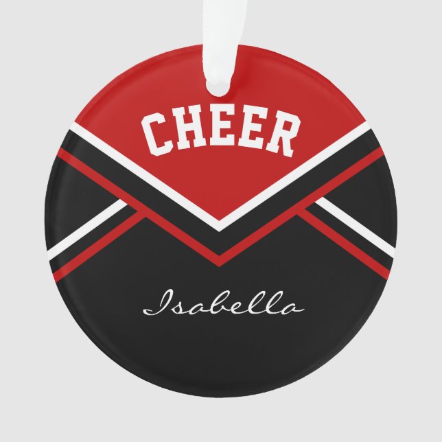 Dark Red Cheerleader 📣 💖 Cheer Ornament (Vorderseite)