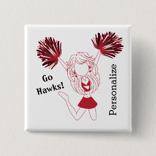 Dark Red Cheerleader Girl  DIREKT Button