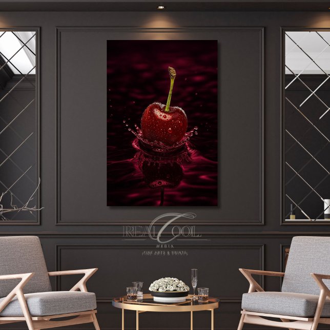 Dark Red Cherry Splash & Water Art Canvas Print Leinwanddruck (Von Creator hochgeladen)