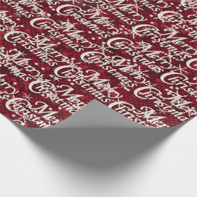 Dark Red Confetti Frohe Weihnachten Geschenkpapier (Ecke)