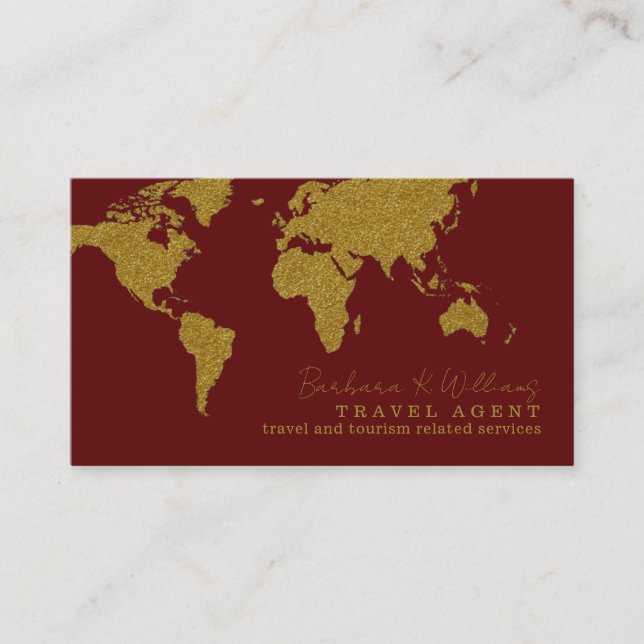 Dark Red Contact Card for travel agents Visitenkarte (Vorderseite)