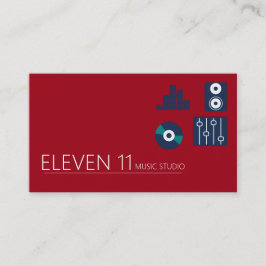 Dark Red Cool Music Studio Business Card Visitenkarte