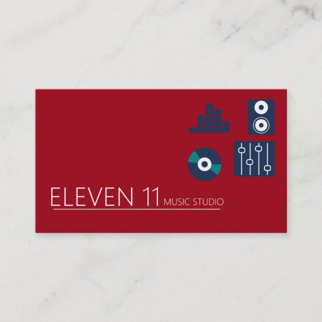 Dark Red Cool Music Studio Business Card Visitenkarte (Vorderseite)