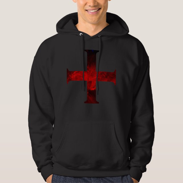 Dark Red Cross Patt Hoodie (Vorderseite)