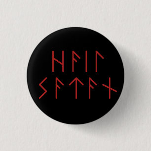 Dark Red Elder Futhark Hail Satan Button