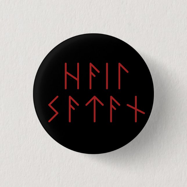 Dark Red Elder Futhark Hail Satan Button (Vorderseite)