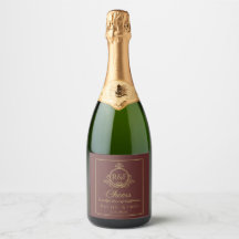 Dark Red Elegant Golden Calligraphy Wedding Champ
