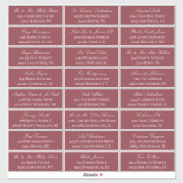 Dark Red Elegant Script 24 Wedding Guest Address Aufkleber