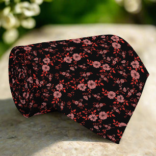 Dark Red Elegant Tiny Floral Muster Hochzeit Krawatte