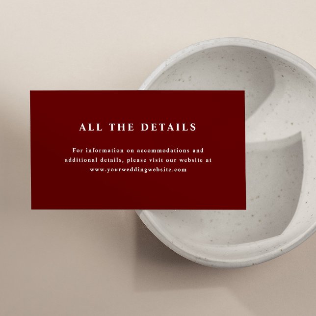 Dark Red Elegante Text | Angaben zur Hochzeit Begleitkarte (Von Creator hochgeladen)