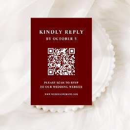 Dark Red Elegante Text | HochzeitQR-Code RSVP Karte