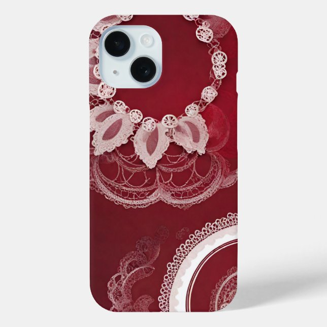 Dark Red Floral AI art Case-Mate iPhone Hülle (Rückseite)
