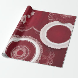 Dark Red Floral AI art Geschenkpapier