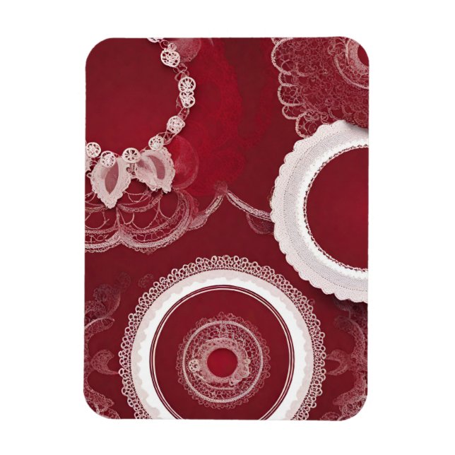 Dark Red Floral AI art Magnet (Vertikal)