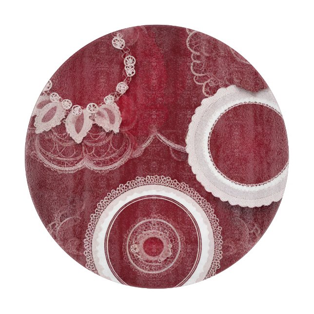 Dark Red Floral AI art Schneidebrett (Vorderseite)