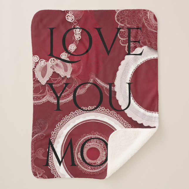 Dark Red Floral AI art Sherpadecke (Vorderseite)