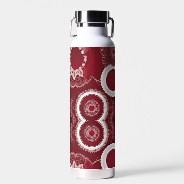 Dark Red Floral AI art Trinkflasche (Vorne)