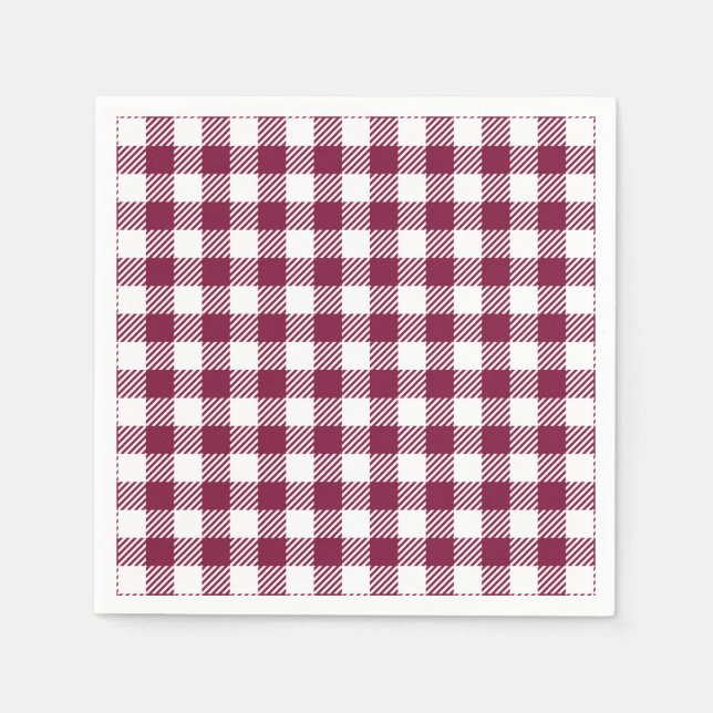 Dark Red Gingham Kariert Pattern Serviette (Vorderseite)