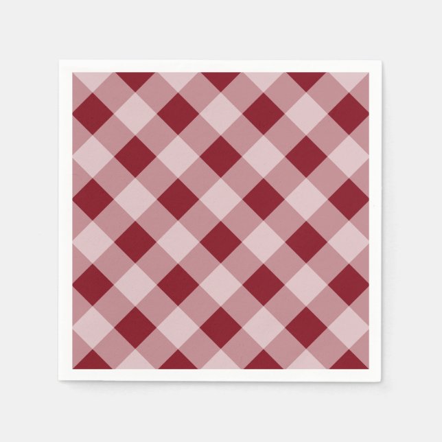 Dark Red Gingham Napkins Serviette (Vorderseite)