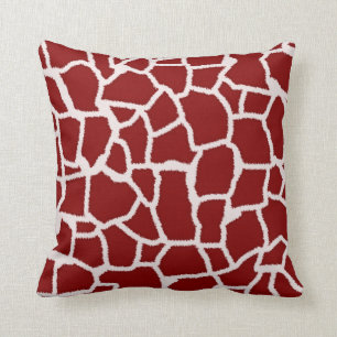 Dark Red Giraffe Animal Print Kissen