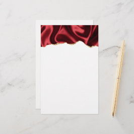 Dark Red Glam Wavy Satin Abstract Design Briefpapier
