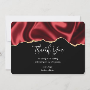 Dark Red Glam Wavy Satin Abstract Design Dankeskarte