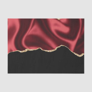 Dark Red Glam Wavy Satin Abstract Design Seidenpapier