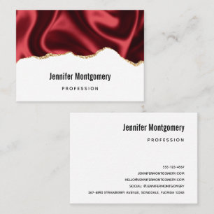 Dark Red Glam Wavy Satin Abstract Design Visitenkarte