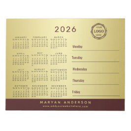 Dark-red gold design,Logo or Photo calendar, Notizblock