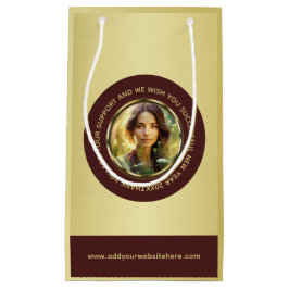 Dark-red gold design,Logo or Photo in gold circle, Kleine Geschenktüte