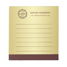 Dark-red gold design,Logo or Photo in gold circle, Notizblock