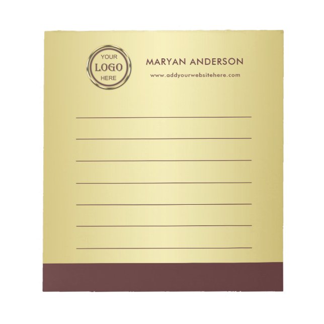 Dark-red gold design,Logo or Photo in gold circle, Notizblock (Vorderseite)