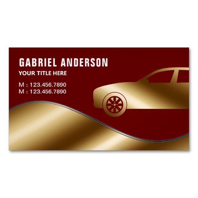 Dark Red Gold Luxus Mietwagen Chauffeur Magnetische Visitenkarte (Vorderseite)