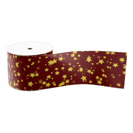 Dark Red Gold Stars Weihnachtsfeier Satin Ribbon Ripsband