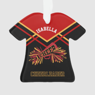 Dark Red, Gold und Black Cheerleader Ornament