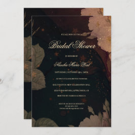 Dark Red Gothic Boho Floral Bridal Shower Einladung