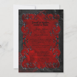 Dark red Gothic Halloween wedding Invitation Einladung