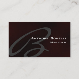 Dark Red Gray Modern Monogram Business Card Visitenkarte