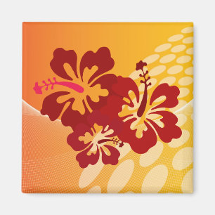 Dark Red Hibiskus Design Magnet