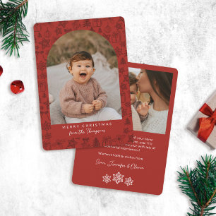 Dark Red Holiday Scribbles Arch Frohe Weihnachten