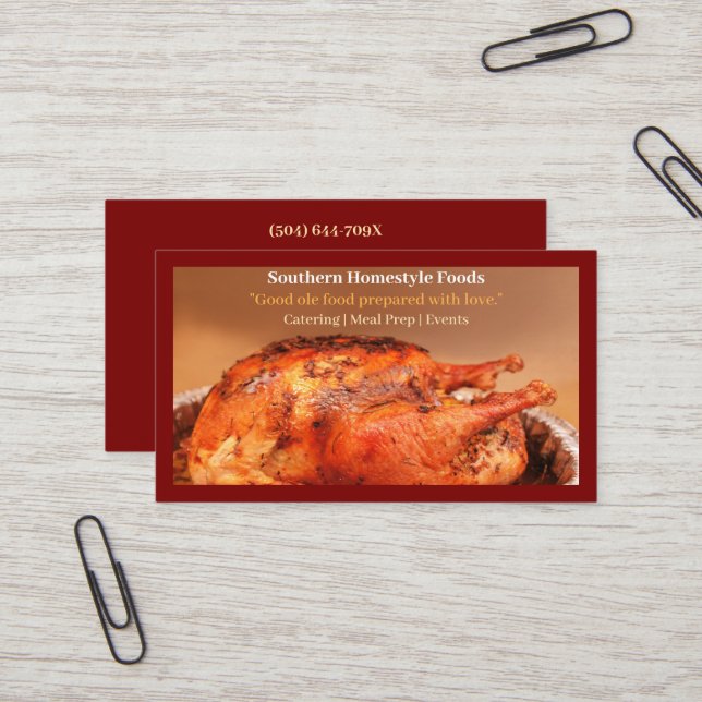 Dark Red Homestyle gekochte Türkei Fertiggerichte Visitenkarte (Vorderseite/Rückseite Beispiel)