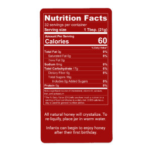 Dark Red Honey Nutrition Facts + Säugling Warning