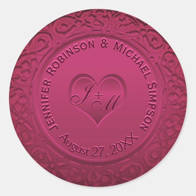 Dark Red Imitats Foil Round Sticker (Vorderseite)