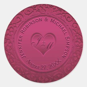 Dark Red Imitats Foil Round Sticker