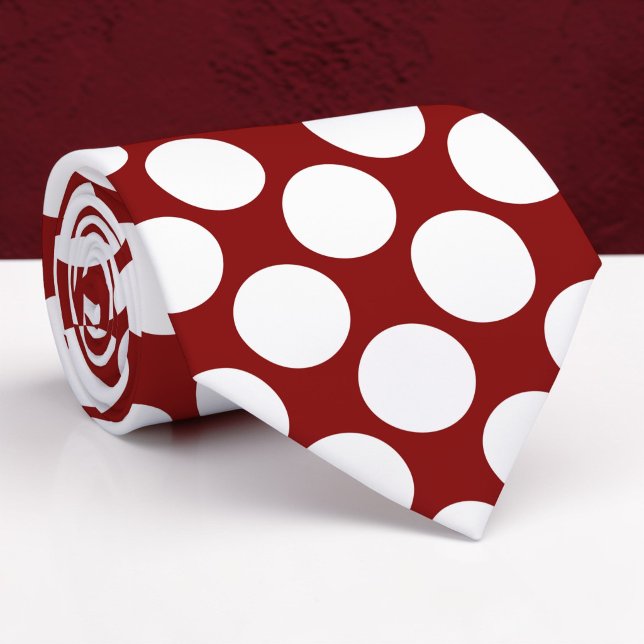 Dark Red Jumbo Polka Dots Custom Necktie Krawatte (Von Creator hochgeladen)