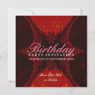 Dark Red Lace Exotic Geburtstagsparty Einladung