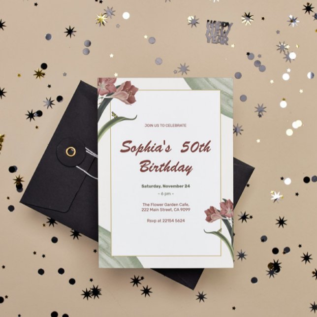 Dark Red Lilies zum Geburtstag Einladung (Von Creator hochgeladen)