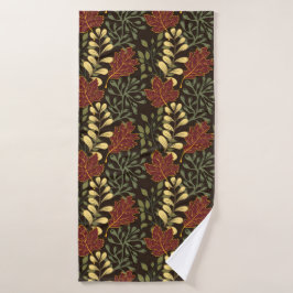 Dark red maple leaves floral pattern badhandtuch set