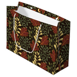 Dark red maple leaves floral pattern große geschenktüte